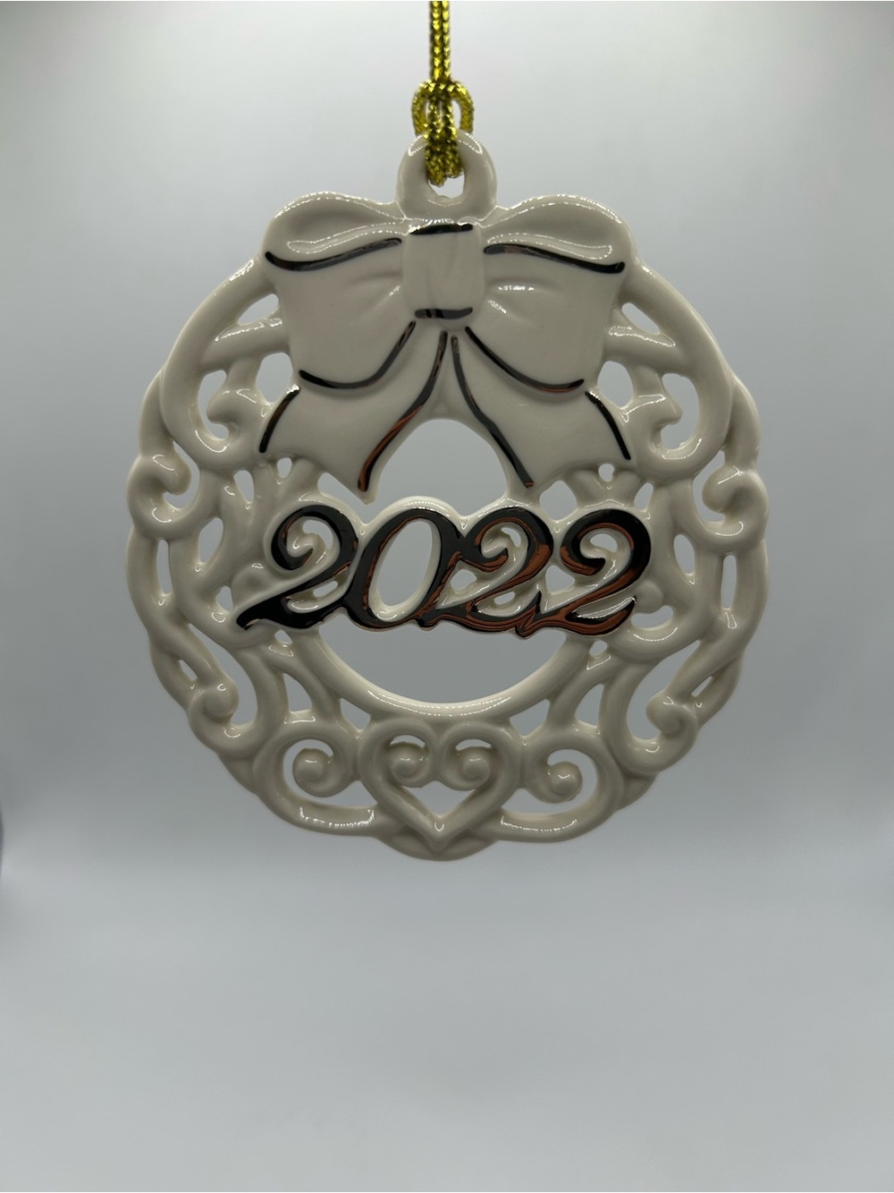 NEW 2022 Lenox Ceramic Holiday Wreath Ornament